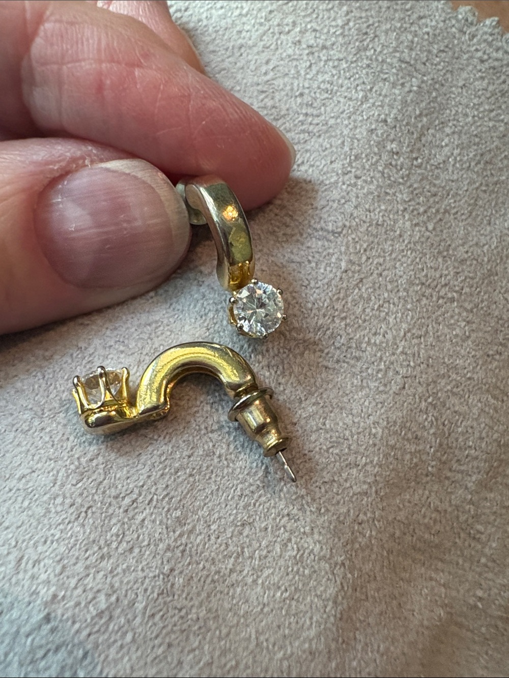 Classic Gold-Tone Drop Earrings with Clear Stone